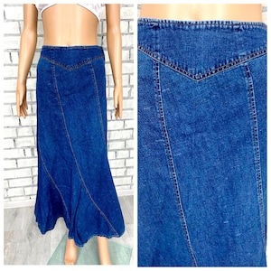 Long Denim skirt  M/L mother day gift womens skirt maxi skirt blue Denim skirt Vintage Long  skirt Jeans Skirt