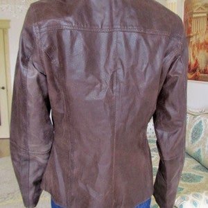 womens Leather blazer 70s retro blazer womens Leather Clothing Vintage Leather jacket brown blazer brown jacket buttom Blazer M image 7