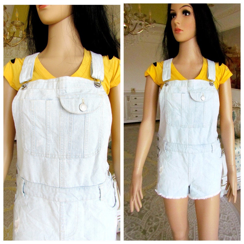 Denim Overall women overall short Denim jumpsuit jean overalls Retro overalls Bib Overall L shortalls Dungarees grunge overalls jean rompers image 1