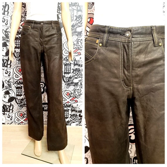 Leather Clothing womens Leather pants M Brown Leat