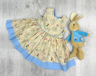 6-9 maanden Beatrix Potter dierenjurkje Peter Rabbit print jurkje Kinderjurkje konijntjesprint jurkje peuterjurkje zomerjurkje