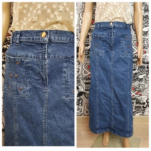 mother day gift Long Denim skirt womens skirt maxi skirt blue Denim skirt Vintage Long  skirt Jeans Skirt 3XL