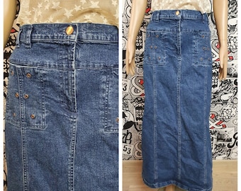 Long Denim Skirt - Etsy