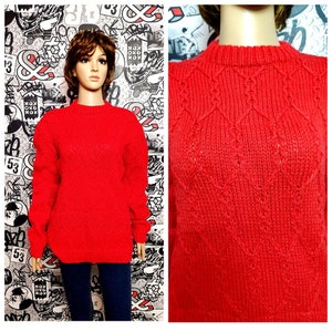 Weihnachtspullover Strickpullover Damen Pullover Damen Cardigan rot gestrickter Pullover Wollpullover Damen Pullover M