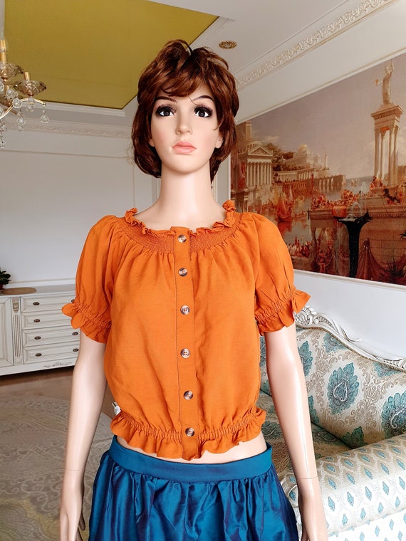 Mujeres Top M L mujer Crop Top mostaza top mostaza blusa verano top mujer blusa festival top playa blusa top sol top Etsy Mexico