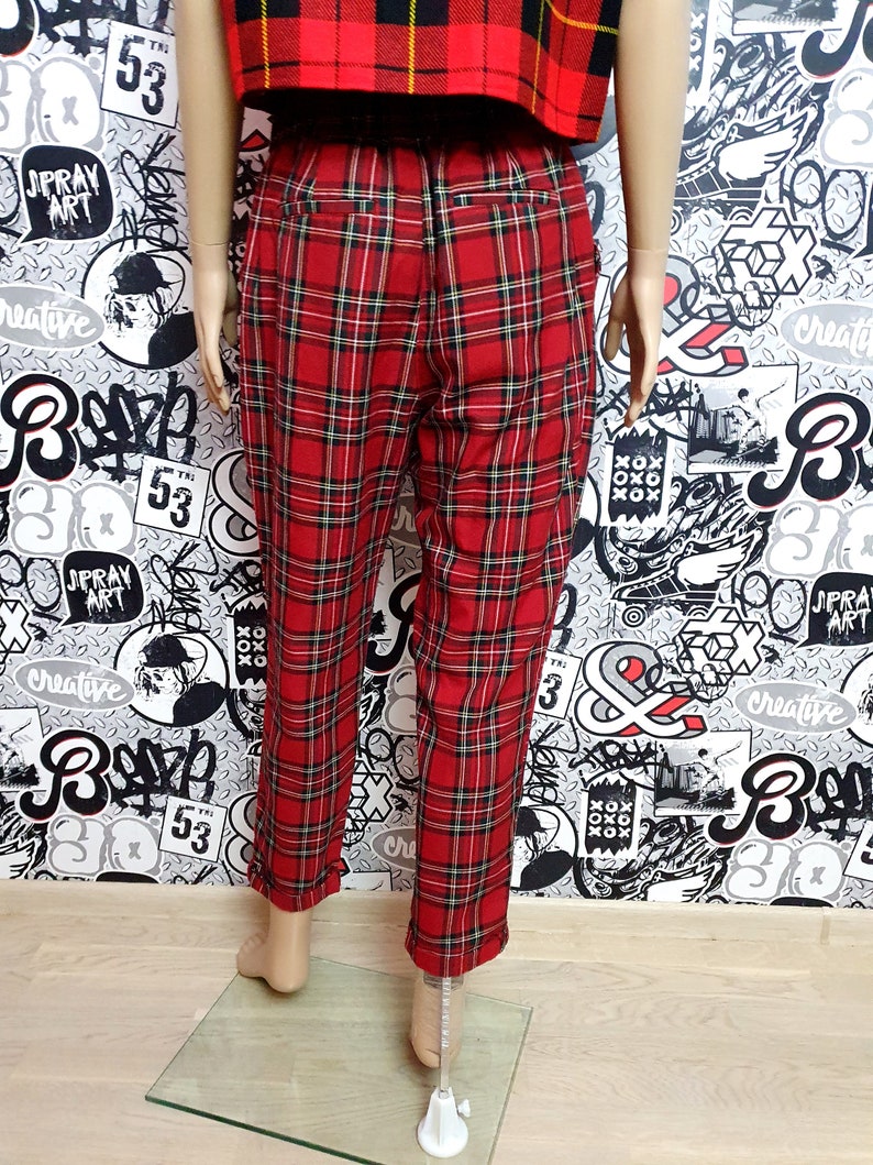Red Plaid Pants Womens Plaid Pants Retro Pants Womens Pants Etsy