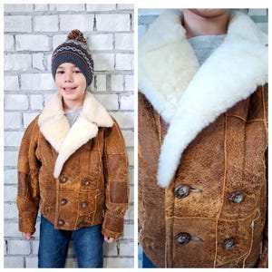 5T brown sheepskin coat Kids Clothing Kids sheepskin coat baby coat  Kids Child coat boys sheepskin coat Childrens winter coat warm coat
