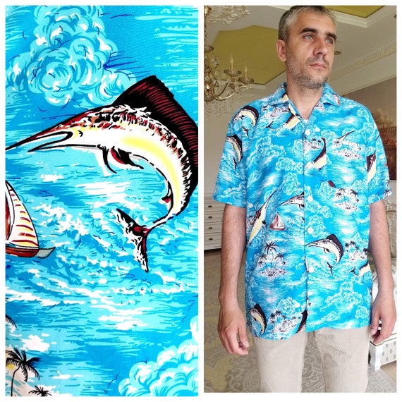 Buy Festival Shirt Festival Clothing Marlin Fish Print Shirt Mens Shirt  Boho Shirts Hippie Shirts Blue Summer Shirt Beach Shirts Button up Shirt  Online in India 