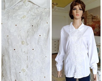 Victorian Blouse Vintage 70s White Blouse Victorian Clothing Jabot ...