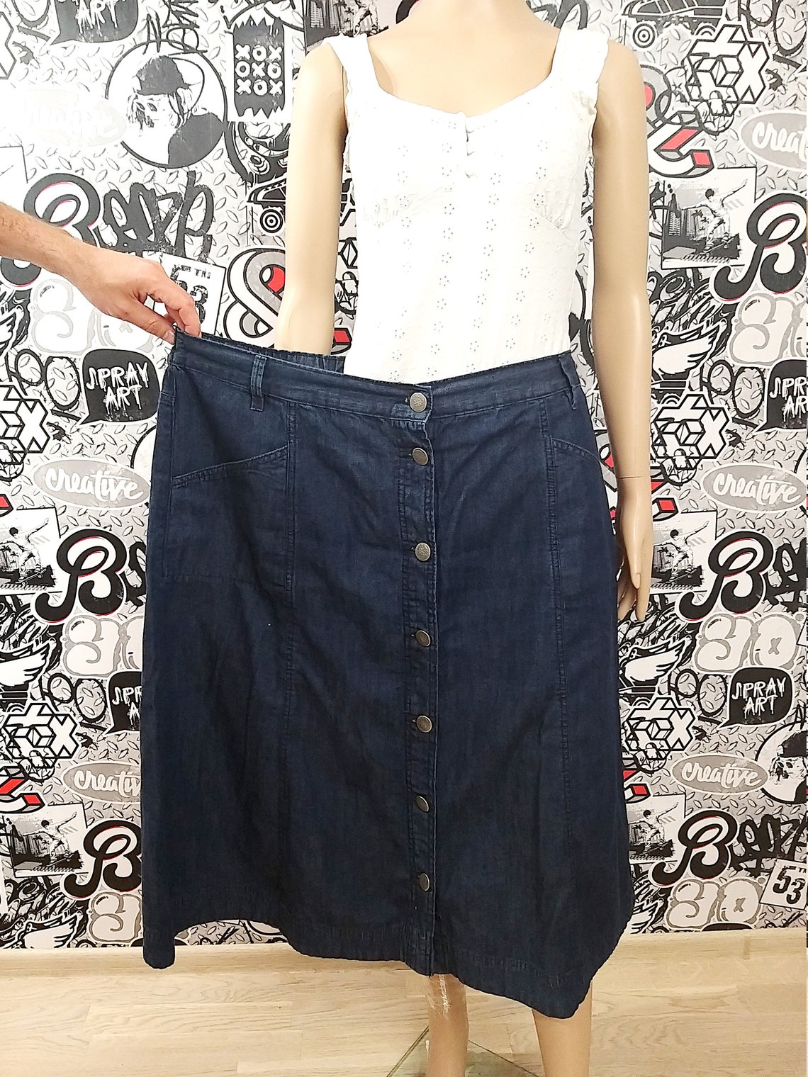 button up jean skirt