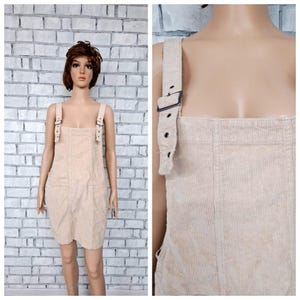 apron Dress L/XL women Dress  corduroy skirt corduroy Dress  jumper dress mini Beige Dress Overall Dress Overall skirt oversized dress