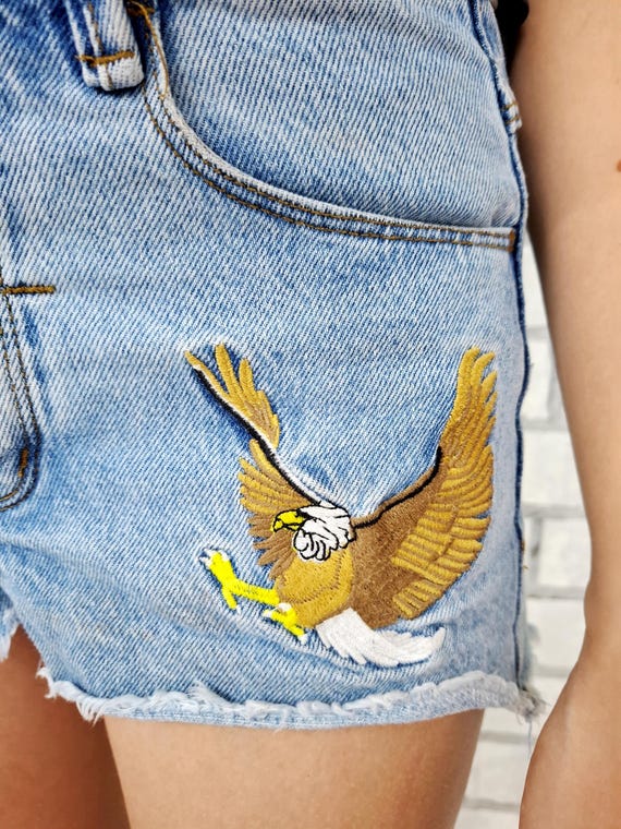 Short a imprime aigle S M short oiseau Vetements femme shorts en jean vintage shorts pour femmes cadeau soeur Short en jean Summer Booty shorts coupures Etsy France