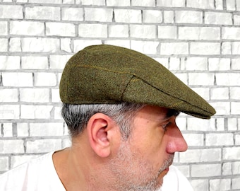 khaki wool flat cap mens cap L mens Newsboy Cap Gatsby Hat Ivy Hat wool cap Ivy cap Houndstooth cap Plaid cap  Golf Cap Driving Hat