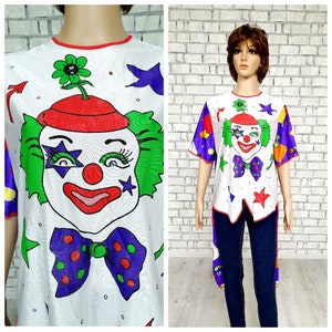 ADULT circus clown Costume M halloween clown Clothing halloween costume cosplay clown shirt Rainbow  clown top