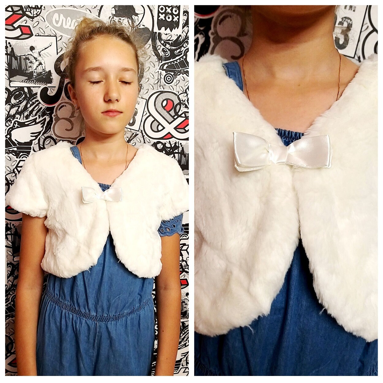 Girls White Shrug Etsy Canada
