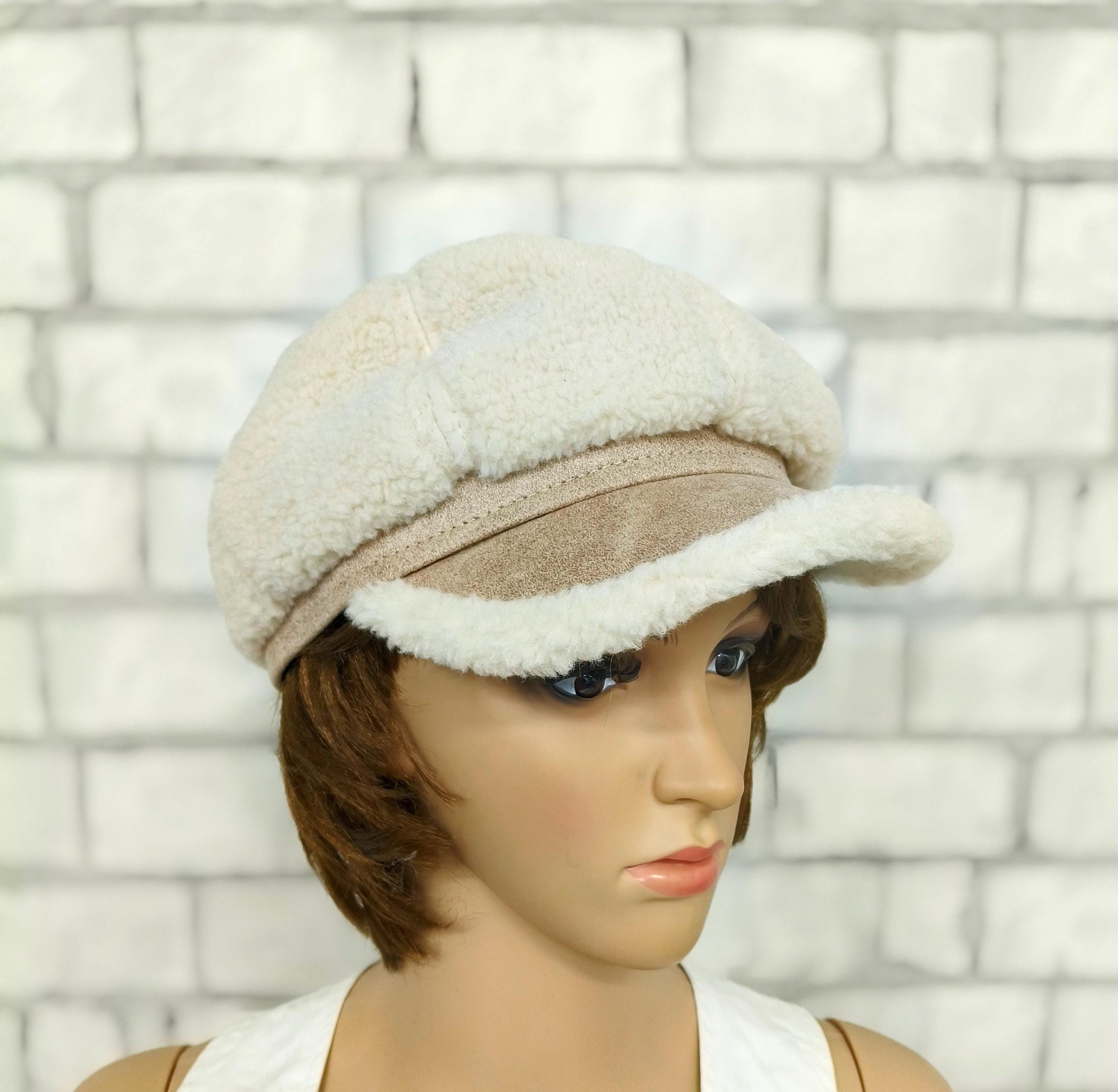 Vintage Y2K Cream Paperboy Hat Angora Fuzzy Fur White Cream Sequin Gold Angora Rabbit Hat - Etsy main image 2
