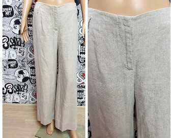 high waist pants beige trousers Wide Leg Pants beige linen pants beige pants M womens linen trousers womens Pants Palazzo Pants