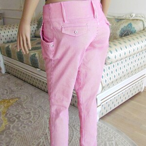 womens striped pants Chino pants Retro Pants womens Pants white Pink Pants Golf Pants Disco Pants M work Pants srtiped Trousers Formal pant image 6