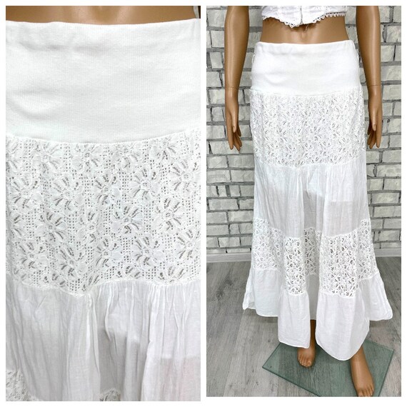 Victorian Skirt M L Peasant Skirt Edwardian Skirt Antique Victorian Petticoat Skirt White Petticoat Eyelet Skirt Long White Maxy Skirt Etsy