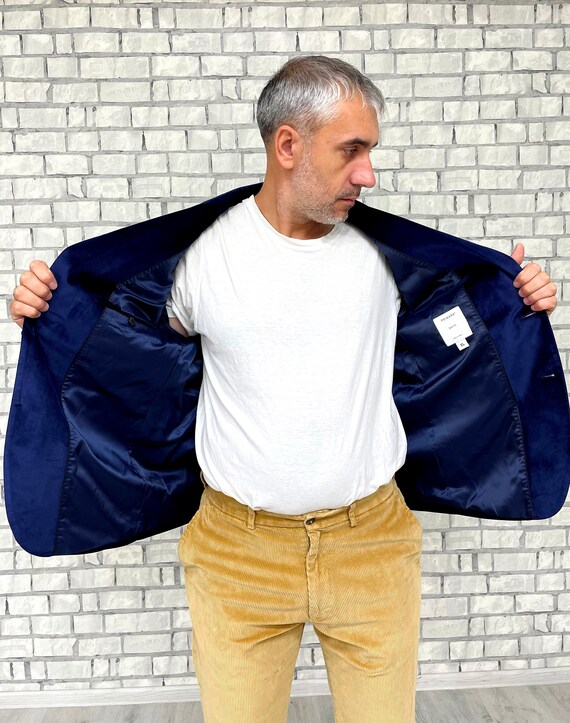 navy blue velvet blazer mens velvet jackets Mens … - image 4