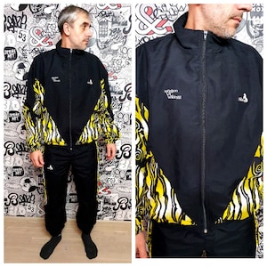 black yellow track suit XL sport suit Mens track suit vintage Mens sport suit Mens sport pants Mens windbreaker track top