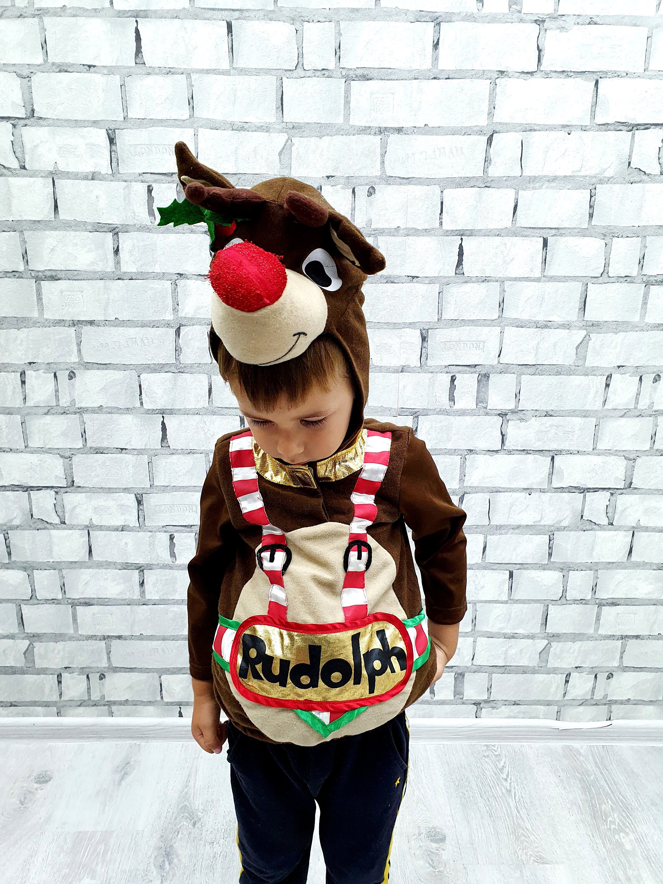 18 24 Months Kids Cosplay Kids Rudolph the Red Nosed Costume Kids Halloween Costume Animal Costume Toddler Costume Deer Reindeer Costume Etsy Sweden