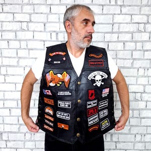 Biker Leather Vest 3XL Mens Leather Vest  black Leather vest Biker Clothing Vintage Mens Vest Western Vest  black Vest