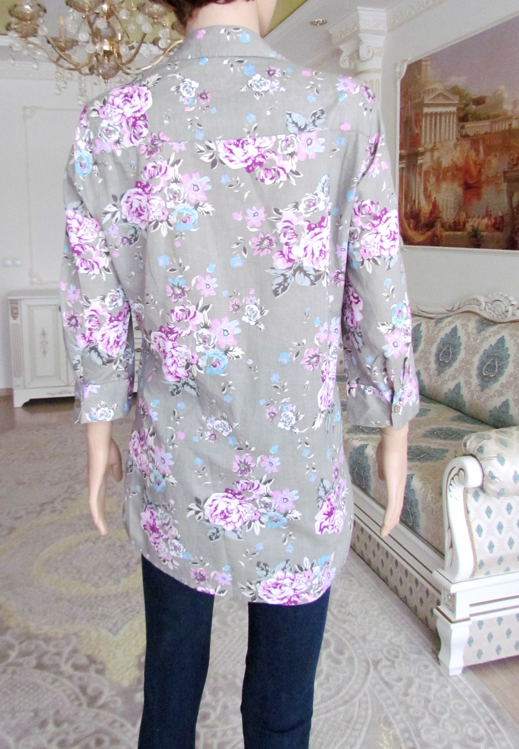 Floral Clothing Vintage Womens Shirt 80s Floral Shirt Floral Etsy
