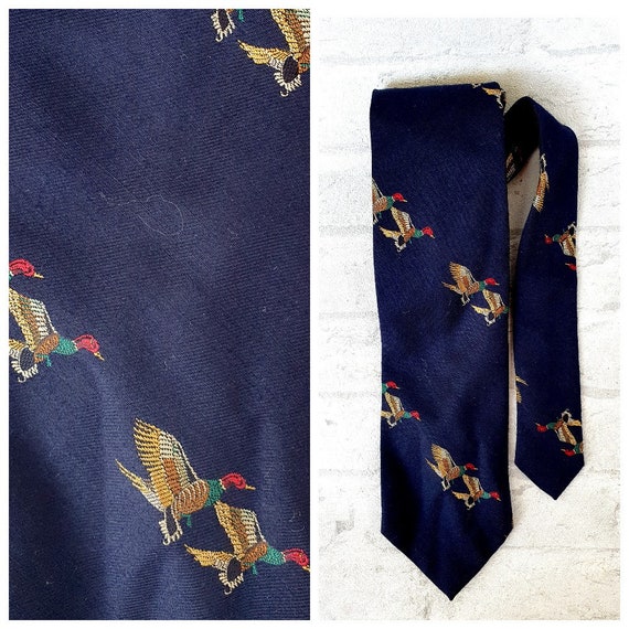 duck print Tie bird Necktie silk Tie teacher gift… - image 1