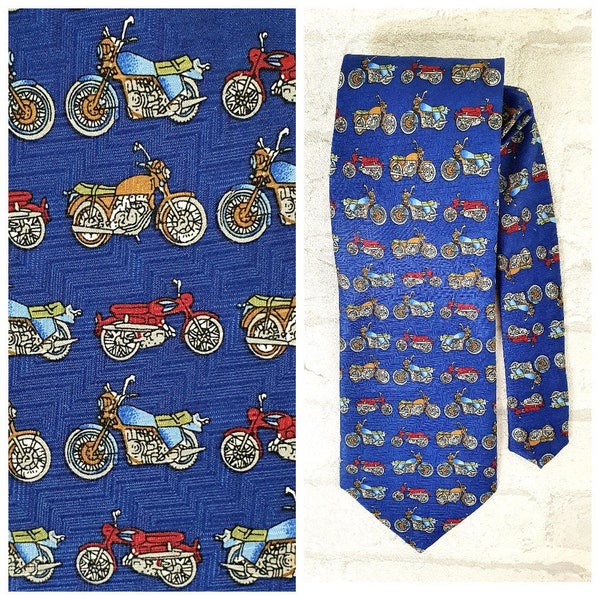 mens Necktie motorcycle print tie silk tie Father Day Gift collectible novelty tie Biker gift Bike print tie Unlimited Necktie Statement Tie