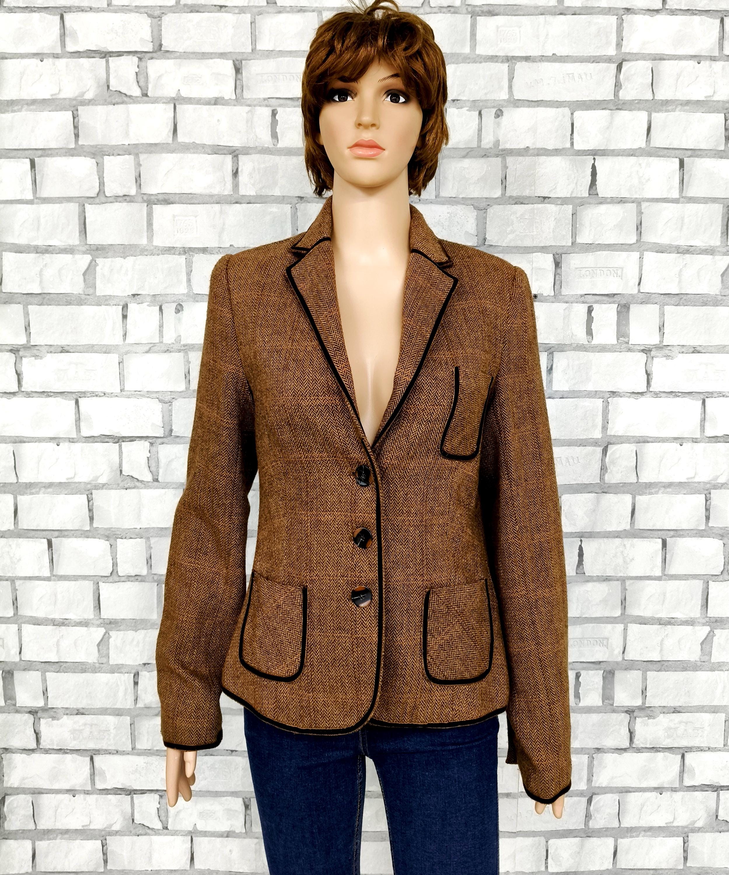 Women Blazer S Brown Tweed Jacket Tweed Blazer Women Jacket