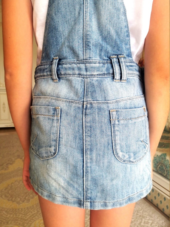 girls Denim dress apron dress girls skirt Denim s… - image 8