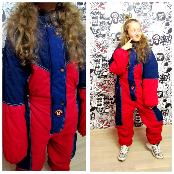 80s ski suit RED ski suit Kids Ski suit mountain c