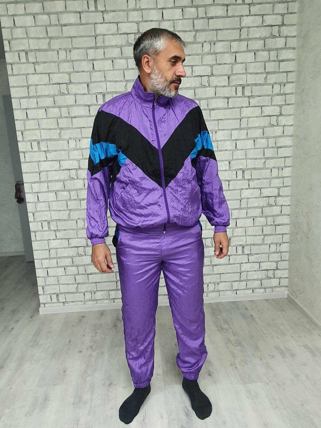 90s Purple Track Suit M Mens Track Suit Colorful Sport Suit Etsy