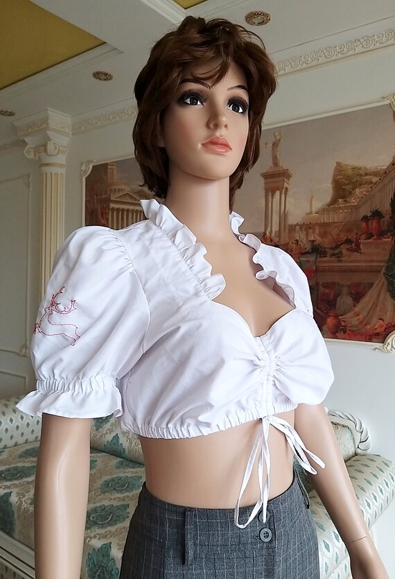 dirndl top Dirndl Blouse Crop Blouse M folk blouse