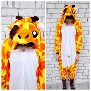 giraffe Kigurumi M ADULT Cosplay giraffe costume halloween costume giraffe pajamas Sleepwear Jumpsuit Romper animal onesie