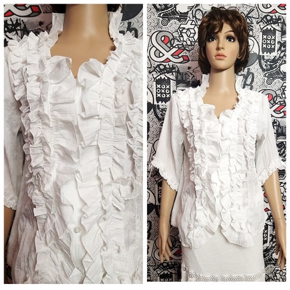 womens blouse white blouse Ruffle blouse Victorian