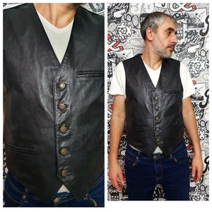 noir Cuir homme gilet boho gilet homme gilet noir gilet gilet homme veste sans manches gilet gothique L