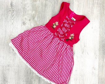 3T Toddler pink Gingham Dirndl Dress children Girls kids Dirndl dress austrian Dirndl bavarian German Dress Festival Folk Dress