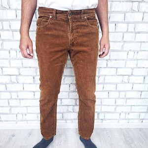 Pantalones de pana para hombre L/XL Pantalones de pana marrón Pantalones chinos Pantalones retro Pantalones de hombre Pantalones de golf vintage Pantalones de discoteca Pantalones de trabajo