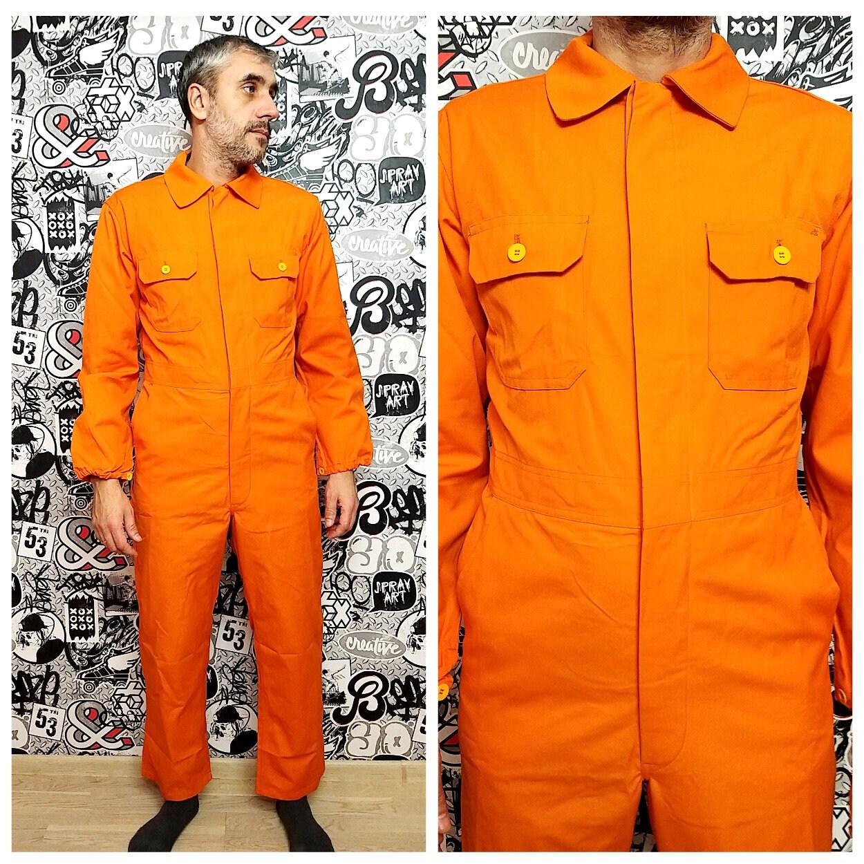 Orange Jumpsuit mens Overalls One Piece orange Coveralls Etsy