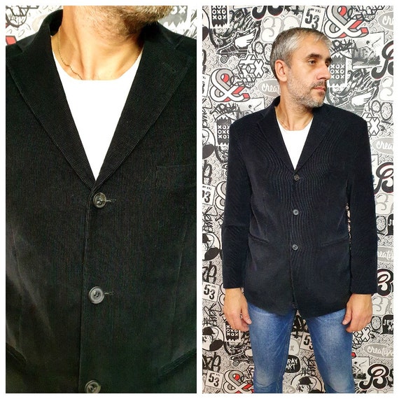 Black cord blazer mens deals