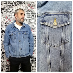 button jacket Mens Clothing jacket Mens Jacket Mens denim jacket 90s jeans jacket autumn Jacket spring Jacket Sports Coat  L