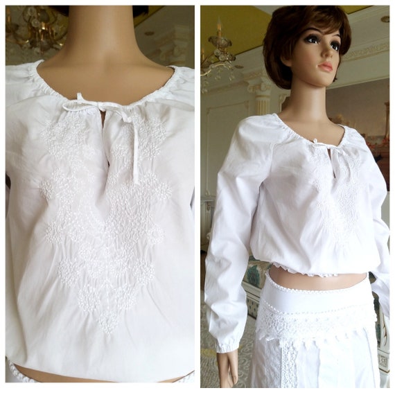 white Crop Top dirndl top Dirndl Blouse Crop Blous