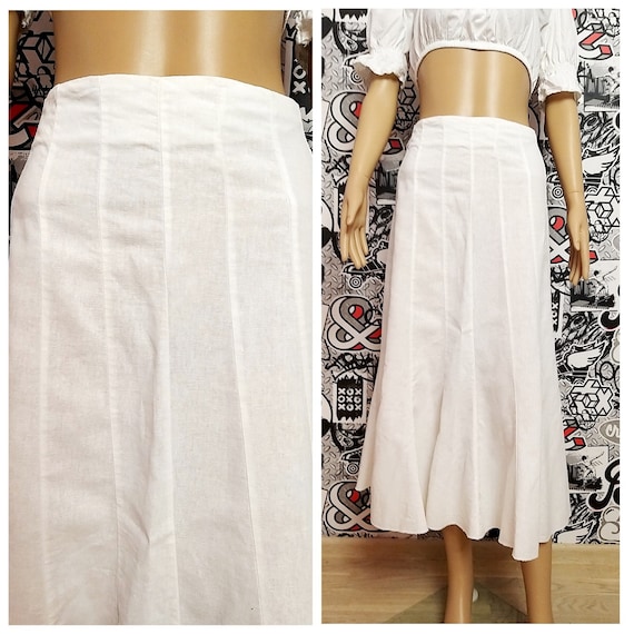 White Linen skirt womens skirt XL White skirt whit