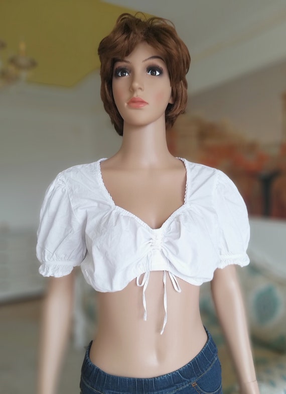 dirndl top Dirndl Blouse Crop Blouse L folk blouse