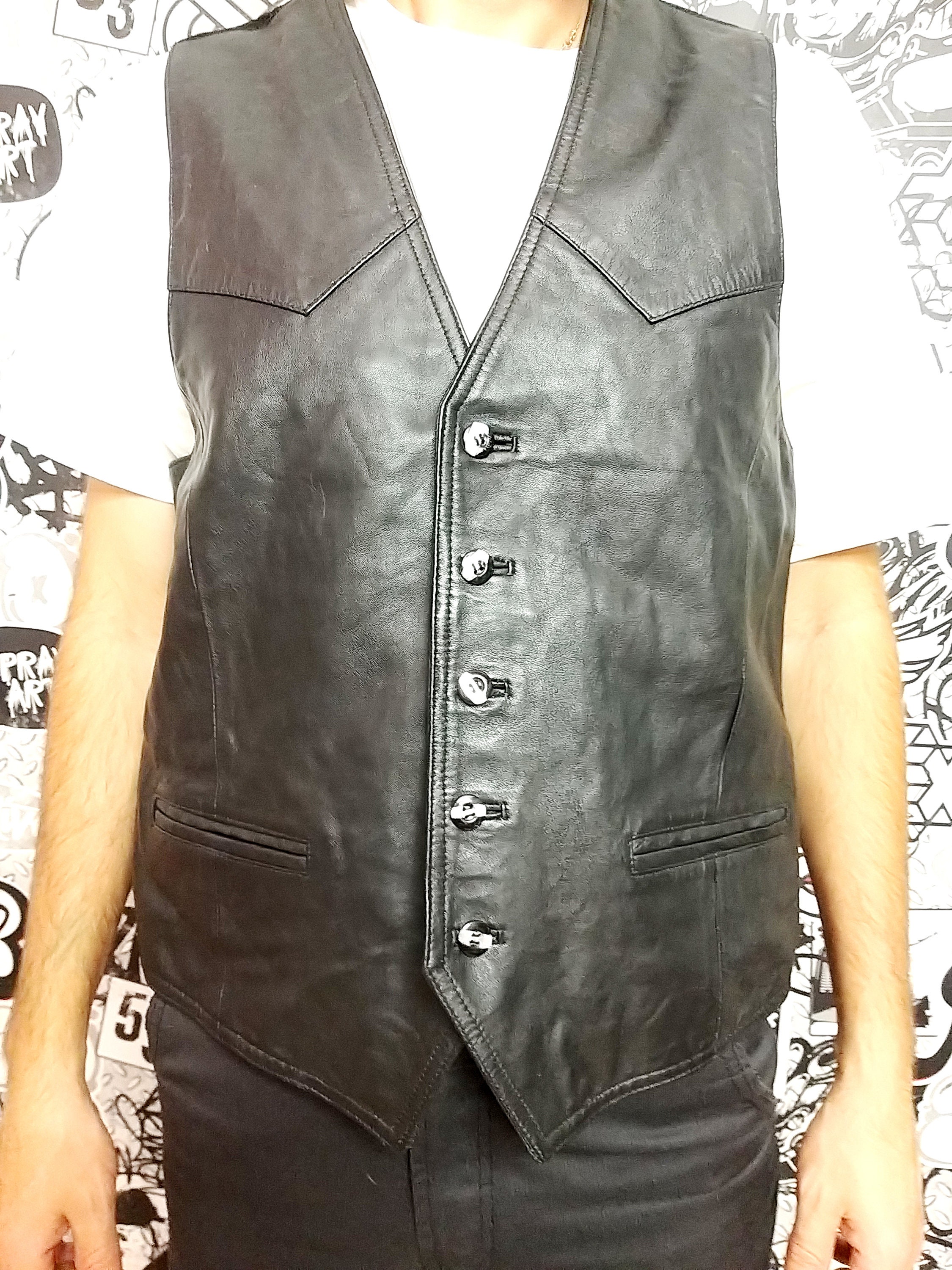 Goth Clothing goth Vest Mens Leather Vest black Leather Etsy