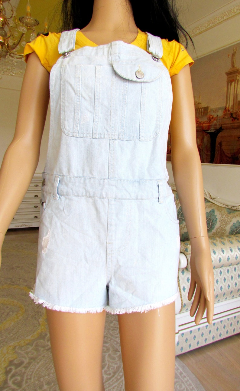 Denim Overall women overall short Denim jumpsuit jean overalls Retro overalls Bib Overall L shortalls Dungarees grunge overalls jean rompers image 7