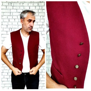 weinrote Weste S / M Bräutigam Weste Hochzeit Weste Anzug Weste Herren Weste Groomsman Geschenk Männer Weste ärmellose Jacke formelle Weste Klassische Weste