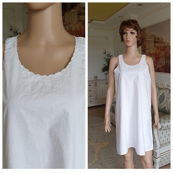Antique slip dress 40s Antique Nightshirt cotton Nigh… Gem